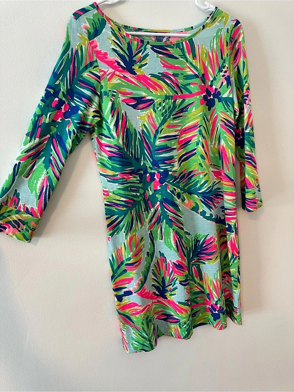 Lilly Pulitzer Floral Long Sleeve Mini Dress in Green & Pink Size Small